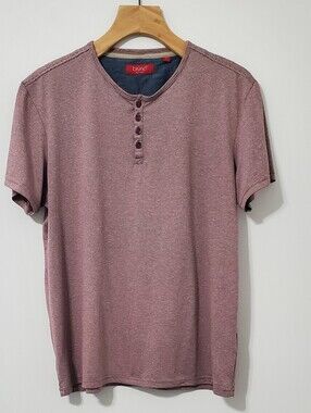 Bruno Milano Short Sleeve Henley Shirt Dusty Mauve Mens Large